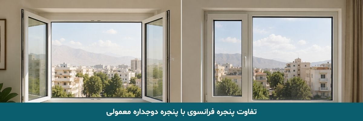 تفاوت پنجره فرانسوی با پنجره دوجداره معمولی