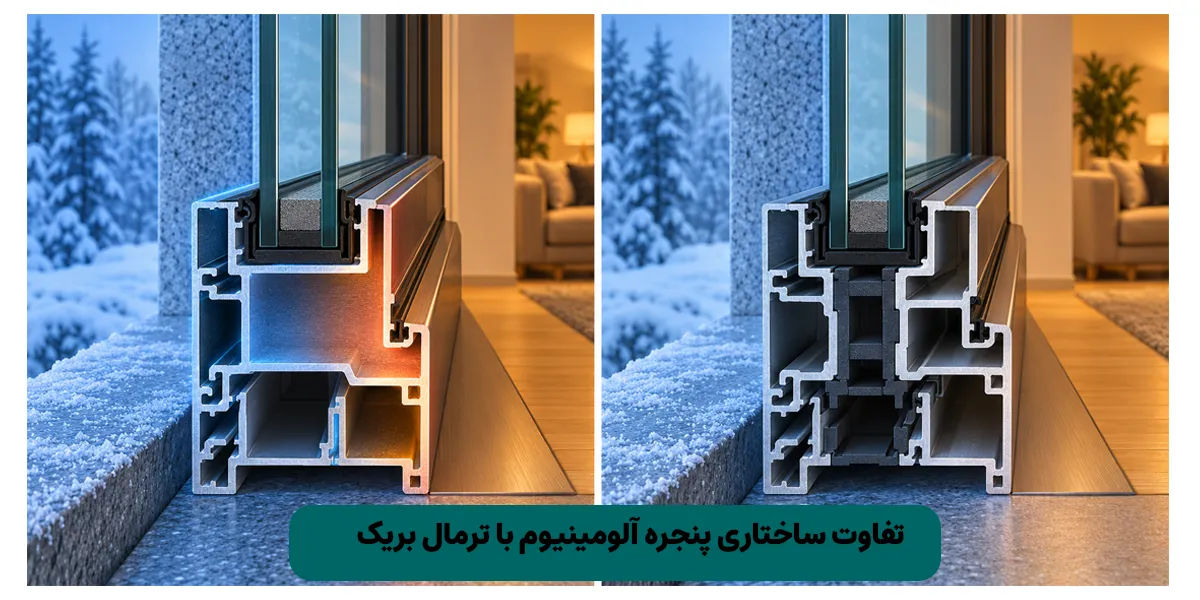تفاوت ساختاری پنجره آلومینیوم با ترمال بریک