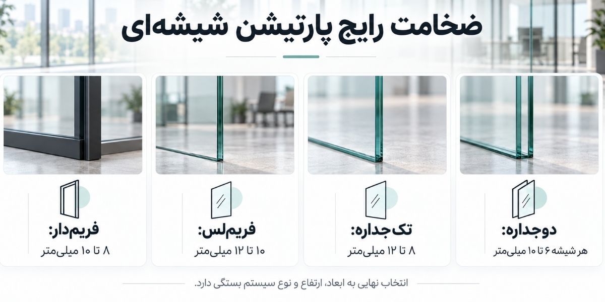 ضخامت استاندارد پارتیشن شیشه ای